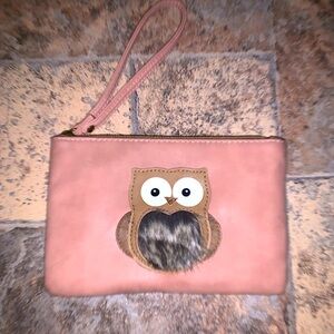 Owl with fur wristlet